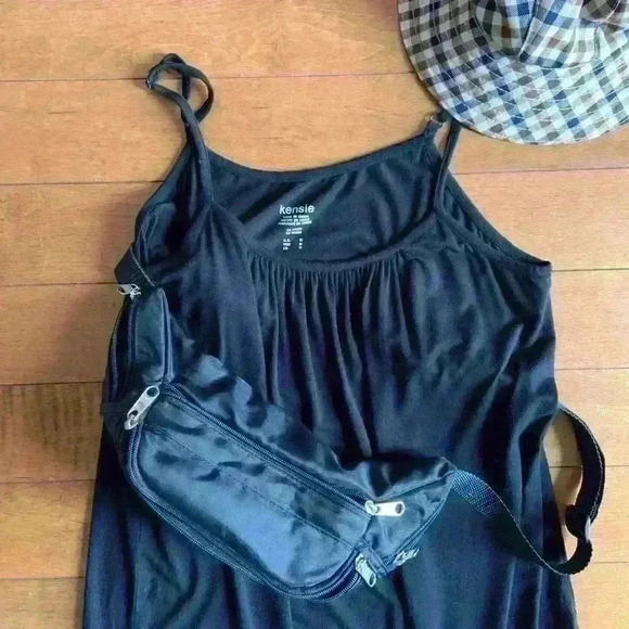 Kensie | Black cotton spaghetti strap dress with ruffles size medium - Picture 2 of 4